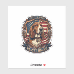 Basset Hound Loyalty Honour Dog American Flag Shie