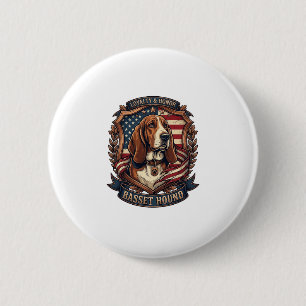 Basset Hound Loyalty Honour Dog American Flag Shie 6 Cm Round Badge