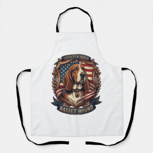 Basset Hound Loyalty Honour Dog American Flag Shie Apron