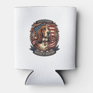 Basset Hound Loyalty Honour Dog American Flag Shie Can Cooler