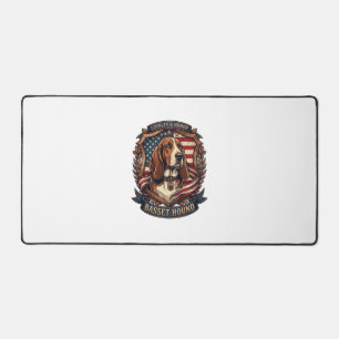 Basset Hound Loyalty Honour Dog American Flag Shie Desk Mat