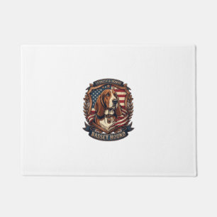 Basset Hound Loyalty Honour Dog American Flag Shie Doormat
