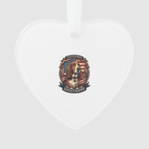 Basset Hound Loyalty Honour Dog American Flag Shie Ornament
