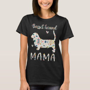 Basset Hound Mama Floral Dog Mom Love T-Shirt