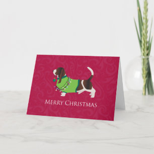 Basset Hound Merry Christmas Design Holiday Card