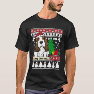 Basset Hound Merry Christmas Tree Dog Xmas Snow Sa T-Shirt