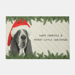 Basset Hound Merry Little Christmas Doormat