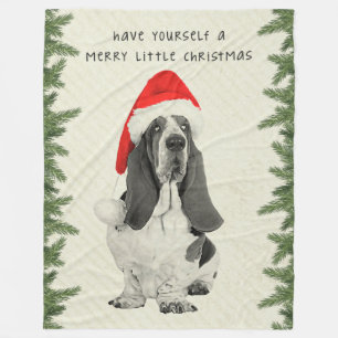 Basset Hound Merry Little Christmas Fleece Blanket