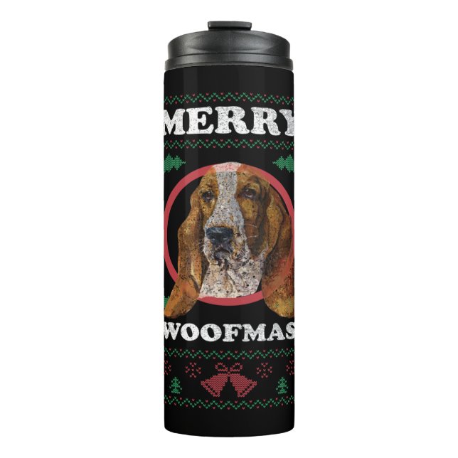 Basset Hound Merry Woofmas Christmas Dog Gift   Thermal Tumbler (Front)