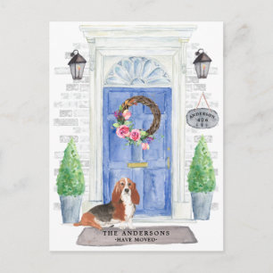Basset Hound Moving Announcement Postcard