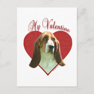 Basset Hound My Valentine Holiday Postcard
