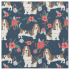 Basset Hound navy and pink floral