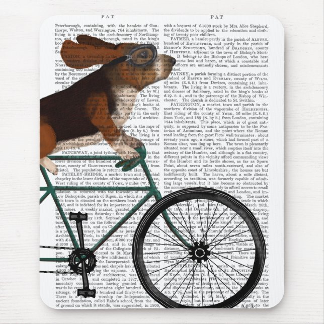 Basset Hound on Bicycle Mouse Pad (Front)