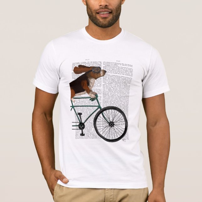 Basset Hound on Bicycle T-Shirt (Front)