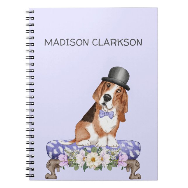 Basset Hound on Stool  Notebook (Front)