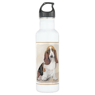 Basset Hound Painting - Cute Original Dog Art 710 Ml Water Bottle