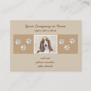 Basset Hound Painting - Cute Original Dog Art Business Card