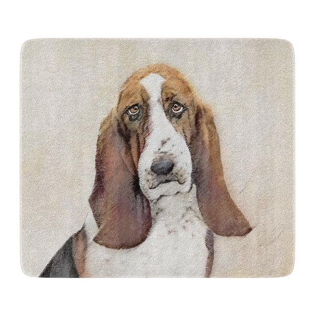 Basset Hound Painting - Cute Original Dog Art Cutting Board (Front)
