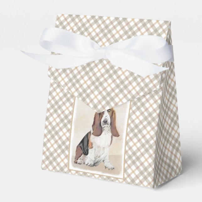 Basset Hound Painting - Cute Original Dog Art Favour Box (Front Side)