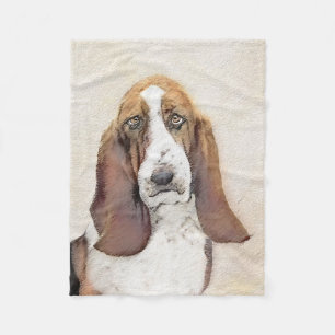 Basset Hound Painting - Cute Original Dog Art Fleece Blanket