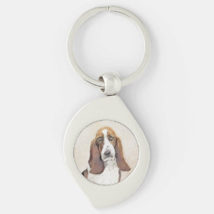 Basset Hound Painting - Cute Original Dog Art Key Ring