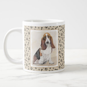 Basset Hound Painting - Cute Original Dog Art Large Coffee Mug