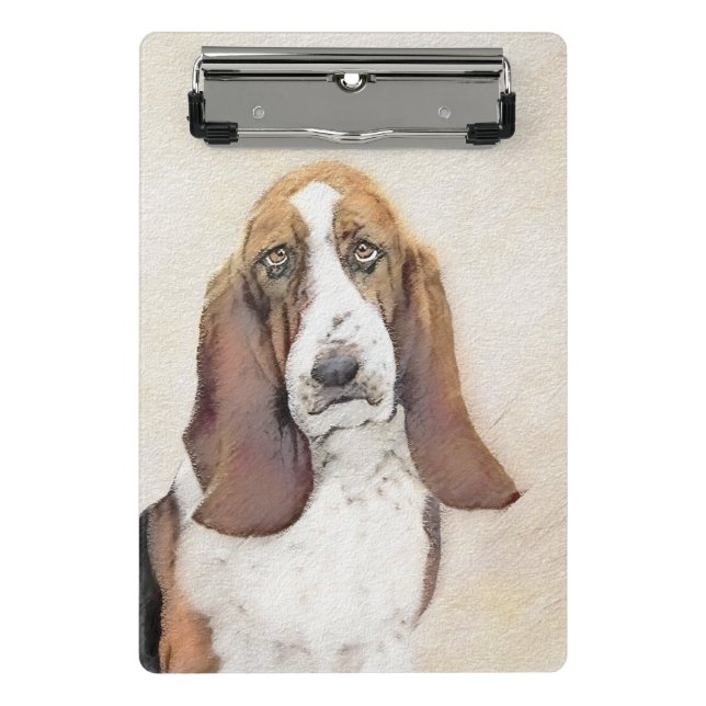 Basset Hound Painting - Cute Original Dog Art Mini Clipboard (Front)