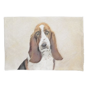 Basset Hound Painting - Cute Original Dog Art Pillowcase