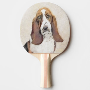 Basset Hound Painting - Cute Original Dog Art Ping Pong Paddle