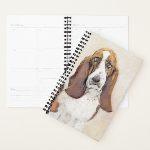 Basset Hound Painting - Cute Original Dog Art Planner