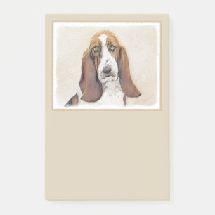 Basset Hound Painting - Cute Original Dog Art Post-it Notes