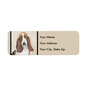 Basset Hound Painting - Cute Original Dog Art Return Address Label