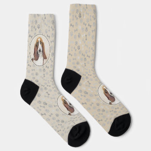 Basset Hound Painting - Cute Original Dog Art Socks
