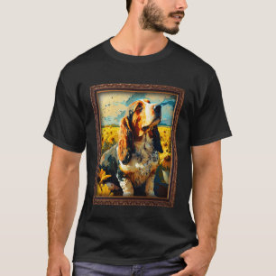 Basset Hound Painting Sunflower Flower Mum Women F T-Shirt