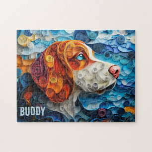 Basset Hound Paper Quilling Art Dog Portrait Jigsaw Puzzle