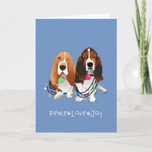 Basset Hound Peace Love Joy Christmas Design Holiday Card