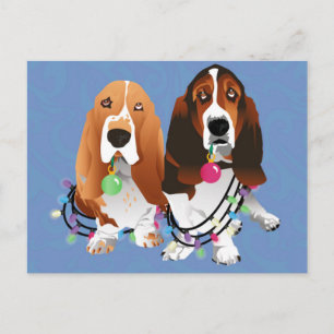 Basset Hound Peace Love Joy Christmas Design Holiday Postcard