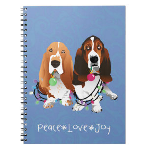 Basset Hound Peace Love Joy Christmas Design Notebook