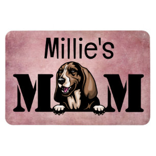 Basset Hound Peeking Personalised Mum Magnet
