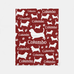 Basset Hound Personalised Dog Blanket Cranberry