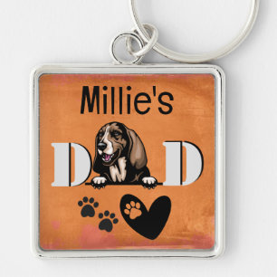 Basset Hound Personalised Peeking Key Ring