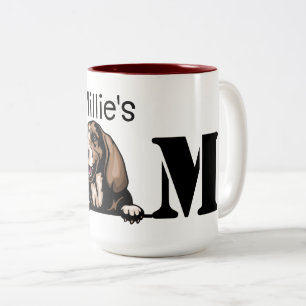 Basset Hound Personalised Peeking Mum Two-Tone Coffee Mug