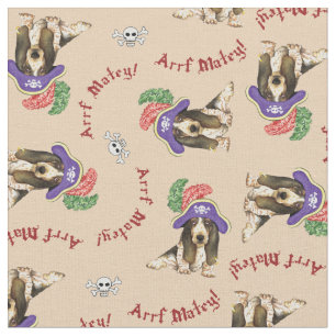 Basset Hound Pirate Fabric