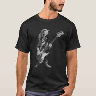 Basset Hound Playing Bass Guitar Rock Music Dog Lo T-Shirt