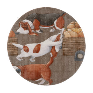 Basset Hound Pumpkin Harvest Pattern Cutting Board