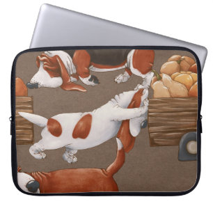 Basset Hound Pumpkin Harvest Pattern Laptop Sleeve