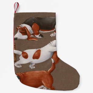 Basset Hound Pumpkin Harvest Pattern Small Christmas Stocking