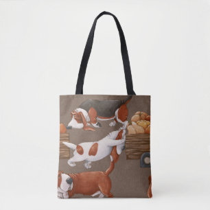 Basset Hound Pumpkin Harvest Pattern Tote Bag