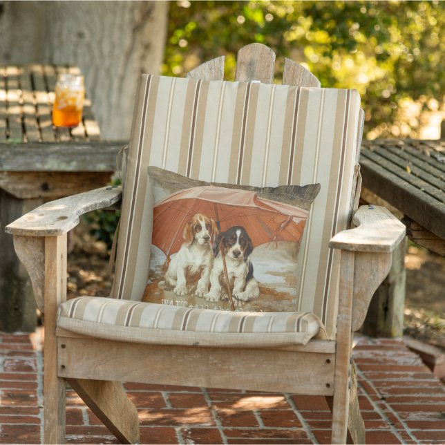 Basset hound puppies under umbrella CC0926 Trood Cushion (Chair)