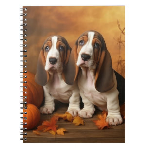 Basset Hound Puppy Autumn Delight Pumpkin Notebook